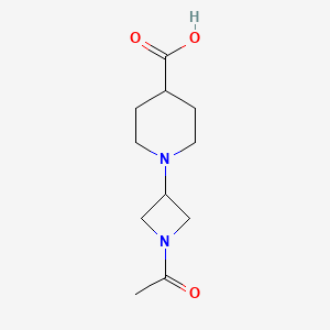 molecular formula C11H18N2O3 B13488848 1-(1-Acetylazetidin-3-yl)piperidine-4-carboxylic acid 