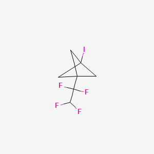 molecular formula C7H7F4I B13489188 1-Iodo-3-(1,1,2,2-tetrafluoroethyl)bicyclo[1.1.1]pentane 