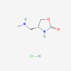 molecular formula C5H11ClN2O2 B13489252 (4R)-4-[(methylamino)methyl]-1,3-oxazolidin-2-one hydrochloride 