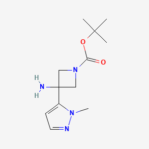 molecular formula C12H20N4O2 B13489294 tert-butyl 3-amino-3-(1-methyl-1H-pyrazol-5-yl)azetidine-1-carboxylate 