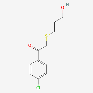 molecular formula C11H13ClO2S B13489314 1-(4-Chlorophenyl)-2-((3-hydroxypropyl)thio)ethan-1-one 