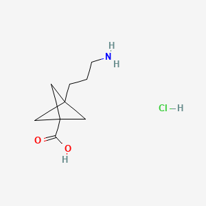 molecular formula C9H16ClNO2 B13489610 3-(3-Aminopropyl)bicyclo[1.1.1]pentane-1-carboxylic acid hydrochloride 