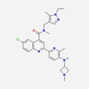 molecular formula C28H32ClN7O B13489653 6-chloro-N-[(1-ethyl-5-methyl-1H-pyrazol-4-yl)methyl]-N-methyl-2-{6-methyl-5-[(1-methylazetidin-3-yl)amino]pyridin-2-yl}quinoline-4-carboxamide 