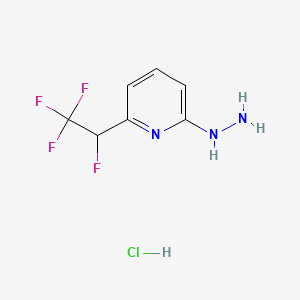 molecular formula C7H8ClF4N3 B13489675 2-Hydrazinyl-6-(1,2,2,2-tetrafluoroethyl)pyridinehydrochloride 