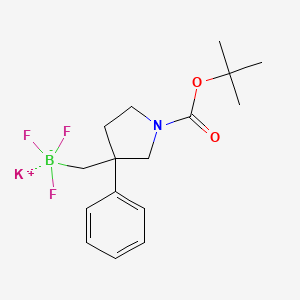 molecular formula C16H22BF3KNO2 B13489691 Potassium ((1-(tert-butoxycarbonyl)-3-phenylpyrrolidin-3-yl)methyl)trifluoroborate 