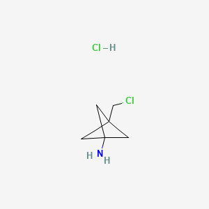 molecular formula C6H11Cl2N B13489719 3-(Chloromethyl)bicyclo[1.1.1]pentan-1-amine hydrochloride 