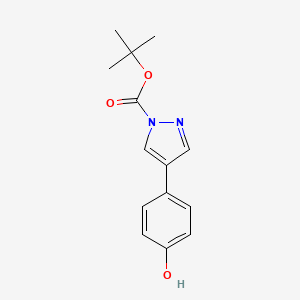 molecular formula C14H16N2O3 B13489809 tert-butyl 4-(4-hydroxyphenyl)-1H-pyrazole-1-carboxylate 