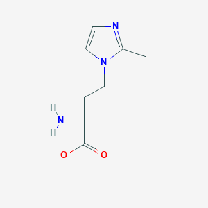 molecular formula C10H17N3O2 B13490014 Methyl 2-amino-2-methyl-4-(2-methyl-1h-imidazol-1-yl)butanoate 