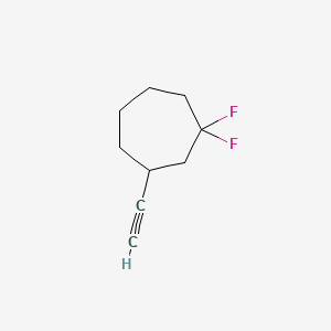 molecular formula C9H12F2 B13490088 3-Ethynyl-1,1-difluorocycloheptane 