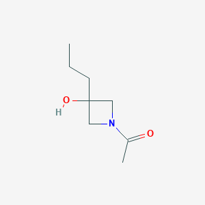 molecular formula C8H15NO2 B13490178 1-(3-Hydroxy-3-propylazetidin-1-yl)ethan-1-one 