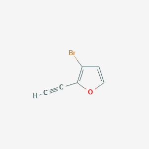 molecular formula C6H3BrO B13490235 3-Bromo-2-ethynylfuran 