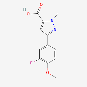 molecular formula C12H11FN2O3 B13490350 3-(3-fluoro-4-methoxyphenyl)-1-methyl-1H-pyrazole-5-carboxylic acid 