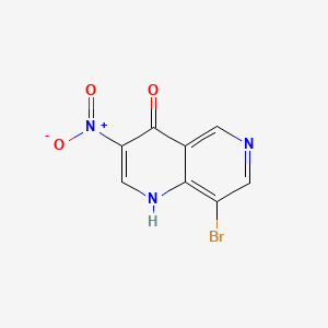 molecular formula C8H4BrN3O3 B13490389 8-Bromo-3-nitro-1,6-naphthyridin-4-ol 