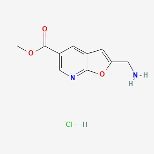 molecular formula C10H11ClN2O3 B13490415 Methyl 2-(aminomethyl)furo[2,3-b]pyridine-5-carboxylate hydrochloride 