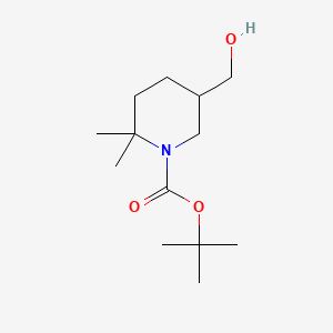 molecular formula C13H25NO3 B13490437 Tert-butyl 5-(hydroxymethyl)-2,2-dimethylpiperidine-1-carboxylate 