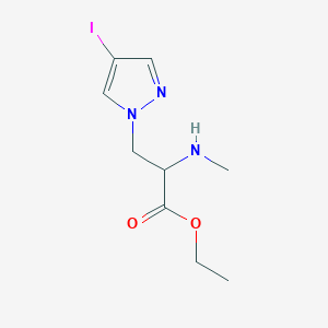 molecular formula C9H14IN3O2 B13490447 Ethyl 3-(4-iodo-1h-pyrazol-1-yl)-2-(methylamino)propanoate 