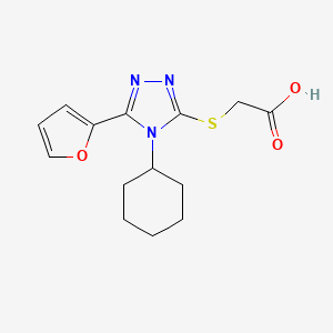 molecular formula C14H17N3O3S B1349047 (4-环己基-5-呋喃-2-基-4h-[1,2,4]三唑-3-基-硫代)乙酸 CAS No. 337487-27-1