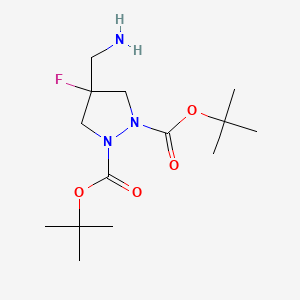 molecular formula C14H26FN3O4 B13490490 1,2-Di-tert-butyl 4-(aminomethyl)-4-fluoropyrazolidine-1,2-dicarboxylate 