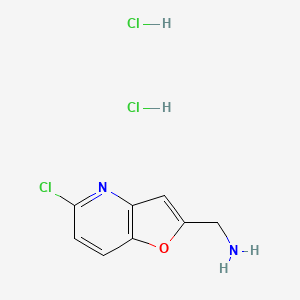 molecular formula C8H9Cl3N2O B13490498 1-{5-Chlorofuro[3,2-b]pyridin-2-yl}methanamine dihydrochloride 