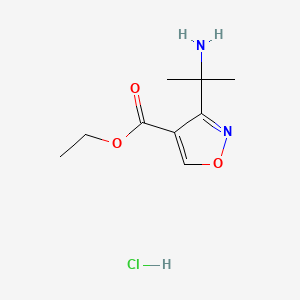 molecular formula C9H15ClN2O3 B13490524 Ethyl 3-(2-aminopropan-2-yl)-1,2-oxazole-4-carboxylate hydrochloride 