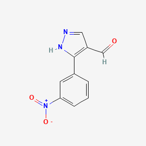 molecular formula C10H7N3O3 B1349063 3-(3-硝基苯基)-1H-吡唑-4-甲醛 CAS No. 26033-25-0
