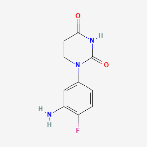 molecular formula C10H10FN3O2 B13490714 1-(3-Amino-4-fluoro-phenyl)hexahydropyrimidine-2,4-dione 