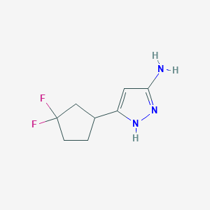 molecular formula C8H11F2N3 B13490726 3-(3,3-difluorocyclopentyl)-1H-pyrazol-5-amine 