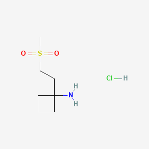 molecular formula C7H16ClNO2S B13491033 1-(2-Methanesulfonylethyl)cyclobutan-1-amine hydrochloride 