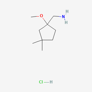 molecular formula C9H20ClNO B13491096 1-(1-Methoxy-3,3-dimethylcyclopentyl)methanamine hydrochloride 