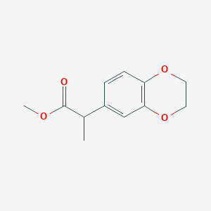 molecular formula C12H14O4 B13491178 Methyl 2-(2,3-dihydrobenzo[b][1,4]dioxin-6-yl)propanoate 