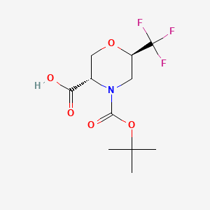 molecular formula C11H16F3NO5 B13491228 rac-(3R,6S)-4-[(tert-butoxy)carbonyl]-6-(trifluoromethyl)morpholine-3-carboxylic acid 