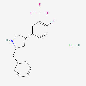 molecular formula C18H18ClF4N B13491435 2-Benzyl-4-[4-fluoro-3-(trifluoromethyl)phenyl]pyrrolidine hydrochloride 