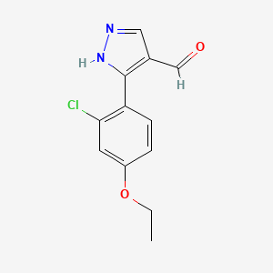 molecular formula C12H11ClN2O2 B13491662 5-(2-chloro-4-ethoxyphenyl)-1H-pyrazole-4-carbaldehyde 