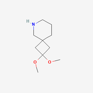 molecular formula C10H19NO2 B13491670 2,2-Dimethoxy-6-azaspiro[3.5]nonane 