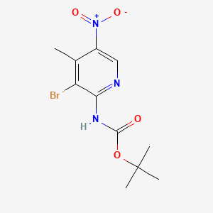 molecular formula C11H14BrN3O4 B13491743 tert-Butyl (3-bromo-4-methyl-5-nitropyridin-2-yl)carbamate 