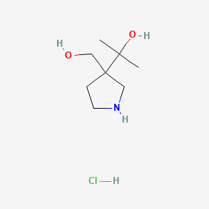 molecular formula C8H18ClNO2 B13491745 2-[3-(Hydroxymethyl)pyrrolidin-3-yl]propan-2-ol hydrochloride 