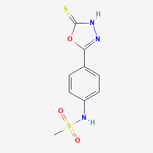 molecular formula C9H9N3O3S2 B1349194 N-[4-(5-巯基-[1,3,4]恶二唑-2-基)-苯基]-甲磺酰胺 CAS No. 436095-78-2