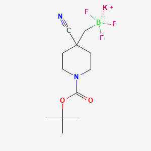 molecular formula C12H19BF3KN2O2 B13492288 Potassium ((1-(tert-butoxycarbonyl)-4-cyanopiperidin-4-yl)methyl)trifluoroborate 