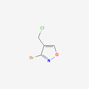 molecular formula C4H3BrClNO B13492291 3-Bromo-4-(chloromethyl)-1,2-oxazole 