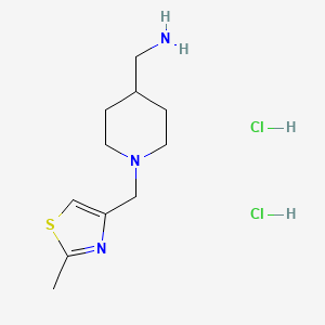 molecular formula C11H21Cl2N3S B13492300 1-{1-[(2-Methyl-1,3-thiazol-4-yl)methyl]piperidin-4-yl}methanamine dihydrochloride 