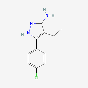 molecular formula C11H12ClN3 B13492438 3-(4-chlorophenyl)-4-ethyl-1H-pyrazol-5-amine 