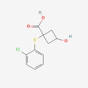 molecular formula C11H11ClO3S B13492462 1-((2-Chlorophenyl)thio)-3-hydroxycyclobutane-1-carboxylic acid 