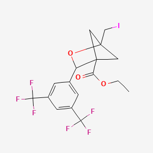 molecular formula C17H15F6IO3 B13492490 Ethyl 3-[3,5-bis(trifluoromethyl)phenyl]-1-(iodomethyl)-2-oxabicyclo[2.1.1]hexane-4-carboxylate 