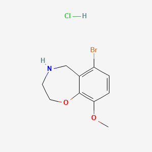 molecular formula C10H13BrClNO2 B13492548 6-Bromo-9-methoxy-2,3,4,5-tetrahydro-1,4-benzoxazepine hydrochloride 