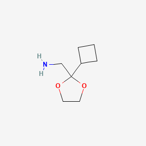 molecular formula C8H15NO2 B13492569 1-(2-Cyclobutyl-1,3-dioxolan-2-yl)methanamine 