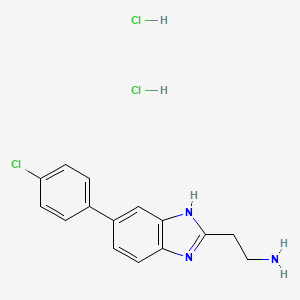 molecular formula C15H16Cl3N3 B13492592 2-[5-(4-chlorophenyl)-1H-1,3-benzodiazol-2-yl]ethan-1-amine dihydrochloride 