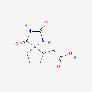 molecular formula C9H12N2O4 B13492598 2-{2,4-Dioxo-1,3-diazaspiro[4.4]nonan-6-yl}acetic acid 