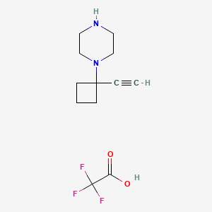 molecular formula C12H17F3N2O2 B13492600 1-(1-Ethynylcyclobutyl)piperazine, trifluoroacetic acid 