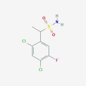 molecular formula C8H8Cl2FNO2S B13492685 1-(2,4-Dichloro-5-fluorophenyl)ethane-1-sulfonamide 