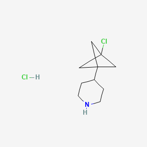 molecular formula C10H17Cl2N B13492710 4-{3-Chlorobicyclo[1.1.1]pentan-1-yl}piperidine hydrochloride 